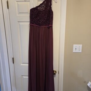David's Bridal Burgundy Satin Dress